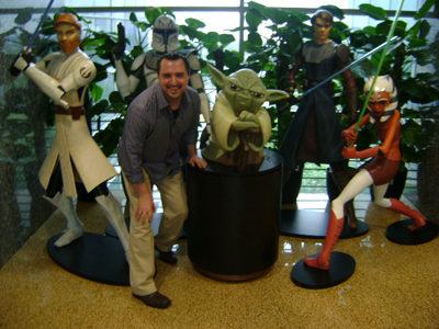 Clone Wars Characters: Obi-Won; Rex; Yoda; Anakin; Ahsoka; and myself. Taken In the Lucasfilm Animation Singapore lobby.