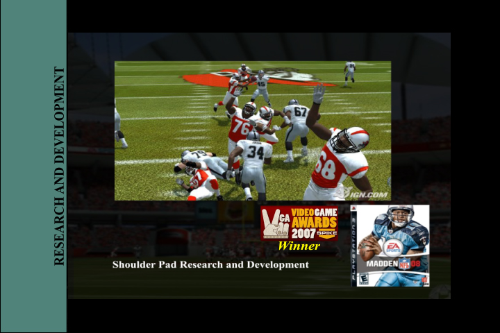 Madden 08: Shoulder pad research and development