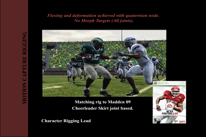 NCAA College Football 09: cheerleader and player rigging lead
