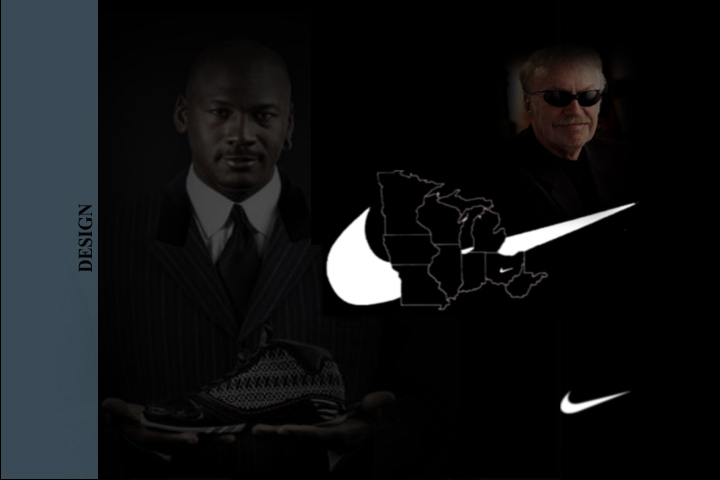 Nike Midwest Logo. Large swoosh indicates region, small swoosh indicates store location. In this case, this store is Nike Midwest Columbus Ohio. On this image are pictures of Mr. Michael Jordan (the greatest basketball player to ever play the game) and Mr. Phil Knight (founder of Nike).