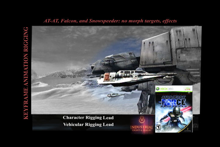 Snow Speeder and AT-AT, rigged to handle effects